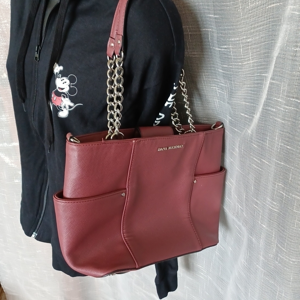 Dana Buchman Bag, Burgundy, man-made materials,
